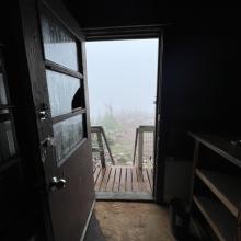 Inside the tower, looking out