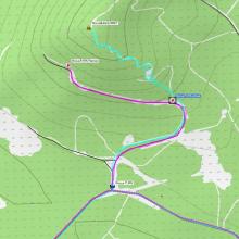 Parking Planned and Actual locations and Route to summit on abandoned road