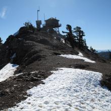 Summit of Red Top Mountain showing lookout tower