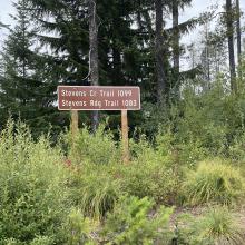 Stevens Ridge Trail Sign at parking area