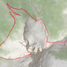 Purple shows ideal route